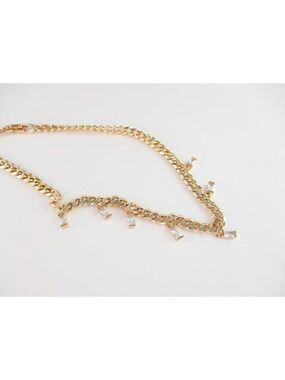 Macys & Co 14K Gold over SS Choker Chain with CZ Accents